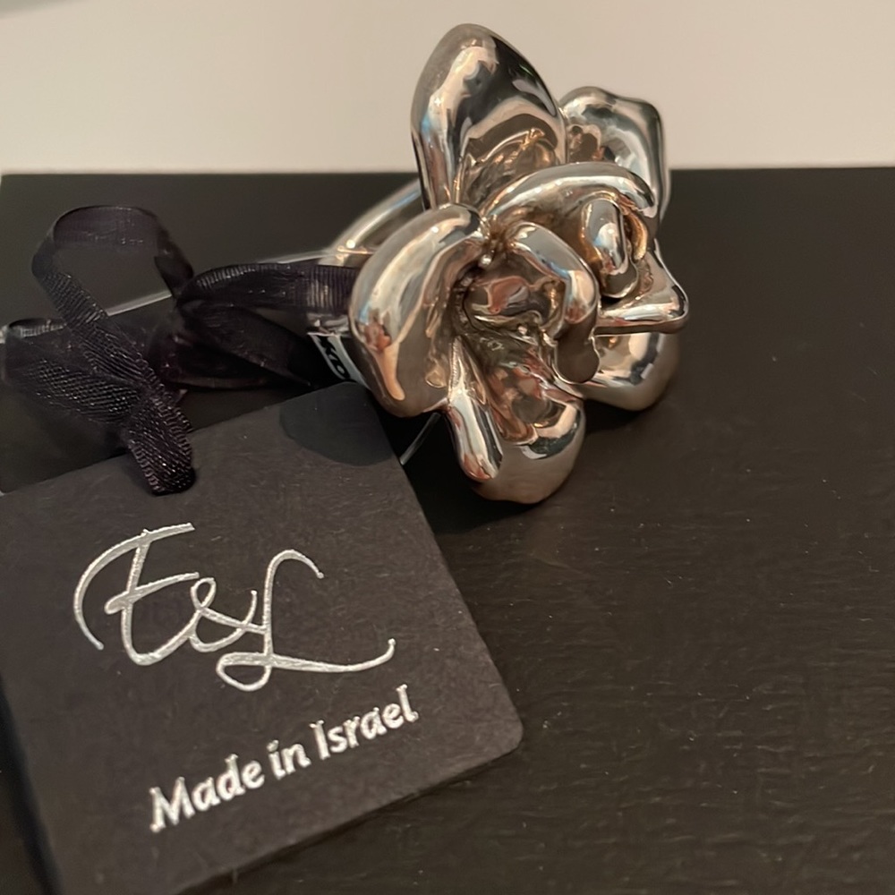 E&L OVERSIZED FLOWER STERLING SILVER RING MADE IN ISRAEL 2RINGS SIZES 7 AND 9